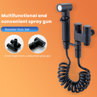 Ensemble pulvérisateur de bidet WC puissant Shattaf, anti-rouille, noir mat, avec robinet d'angle un entrée deux sorties, pistolet de nettoyage pour salle de bain