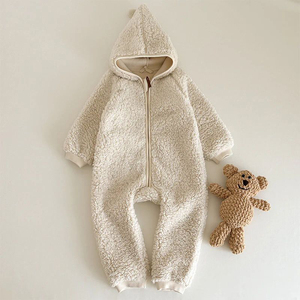 Combinaison pour bébé grenouillère en molleton pour bébé, grenouillère <span class=keywords><strong>chaude</strong></span> à capuche pour nourrisson, vêtements d'hiver personnalisés pour bébé, grenouillère pour nourrisson et nouveau-né - Product Image 5