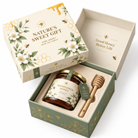 Boîte cadeau de luxe personnalisée en carton rigide avec couvercle et fond pour miel, idéale pour mariage, fêtes, cadeaux d'entreprise, emballage de marque de miel