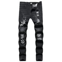 Jean en denim déchiré Y2K style hip-hop pour homme, coupe droite, respirant, de haute qualité, inspiré des créateurs Rock Revival, effet délavé, en promotion