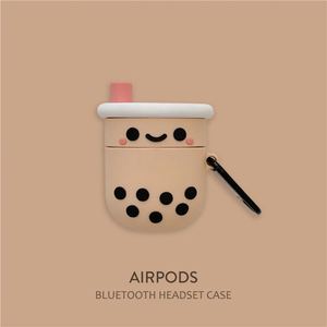 Estuche de silicona con diseño de dibujos animados para AirPods 1, 2 y 3, con llaveros y dijes de té de burbujas - Product Image 5