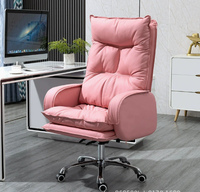 Chaise de bureau ergonomique en cuir inclinable, réglable en hauteur, avec accoudoirs fixes, design minimaliste moderne, pour usage au bureau ou à domicile