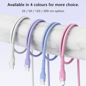 Cable de Datos Tipo-<span class=keywords><strong>C</strong></span> a <span class=keywords><strong>C</strong></span> de Silicona Suave PD60W 20V/3A, Opciones de <span class=keywords><strong>50</strong></span>, 120 y 200 <span class=keywords><strong>cm</strong></span> para Teléfono Móvil, Auriculares y Altavoces - Product Image 6
