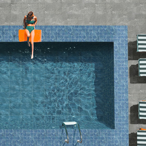 Carrelage de piscine en céramique imitation Dali, <span class=keywords><strong>bleu</strong></span> pierre de Bali, antidérapant, minimalisme moderne, grande plaque pour hôtel, villa, maison d'hôtes - Product Image 1