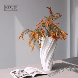 Merlin Living Vase avec impression 3D pour la décoration intérieure en céramique Vase à fleurs de couleur moderne Chaozhou Céramique Usine OEM ODM