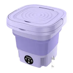 Bak Cuci lipat portabel 8L, keranjang penyimpanan papan cuci turbin UV lipat dengan pengering Putar