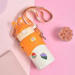 Hete Verkoop 600Ml Schattige Konijn Rvs Thermos Beker Kawaii Waterfles Beker Thermoskan Met Deksel En Stro