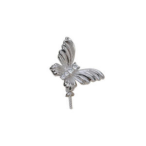 Pendentif papillon en argent Han S925, 8-16 pièces, accessoires de bijoux en perles DIY, plateau vide 2027 pour collier féminin, tête charmante - Product Image 5