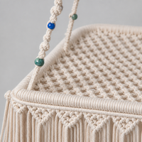 Hamac pour chat en macramé suspendu en corde de coton, perles colorées, style bohème, nid pour chat, petits animaux, robuste, lavage à la main uniquement, non amovible