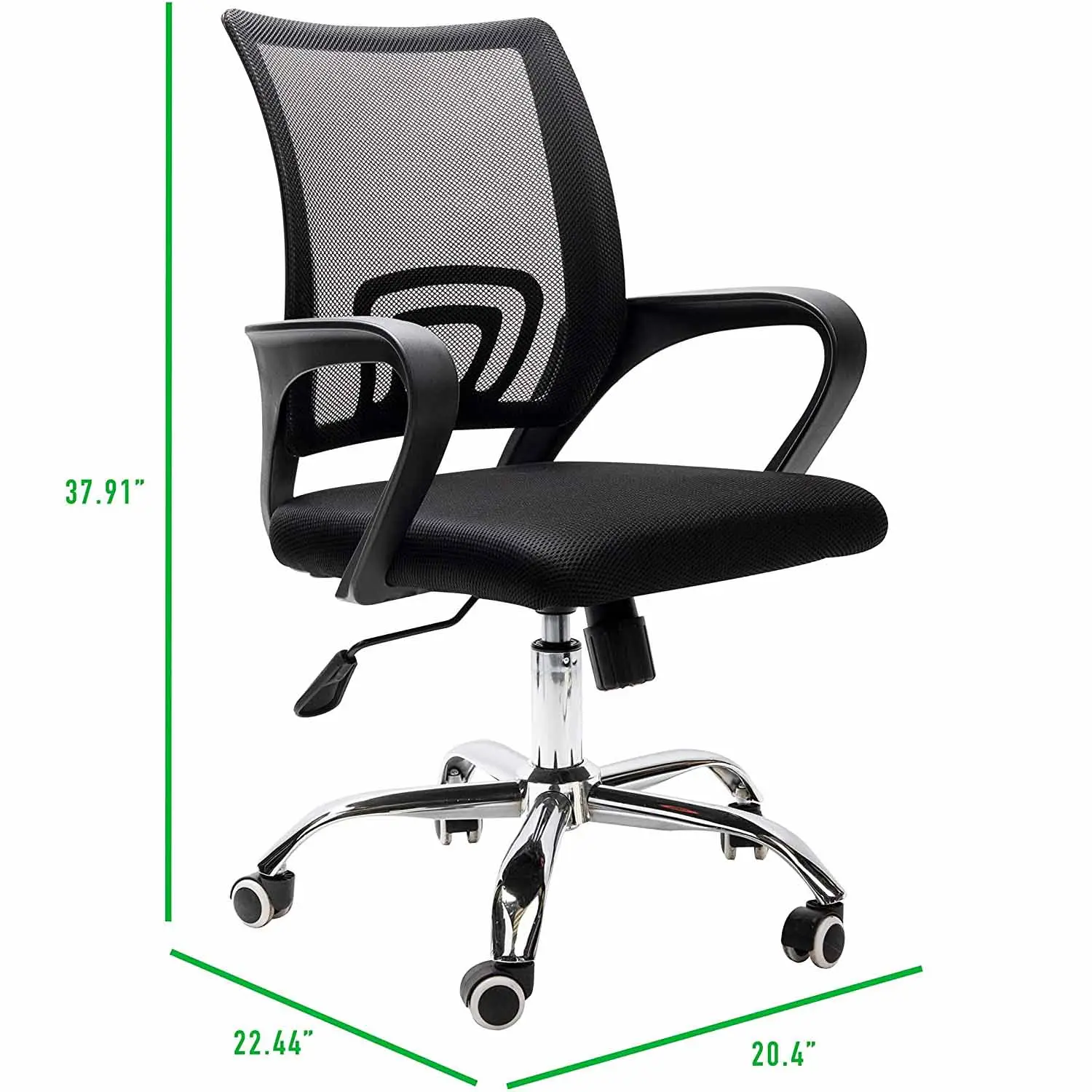 Ergonomische Mid-Back Mesh Computer Bureaustoel Bureau Taak Swivel Stoel Zwart