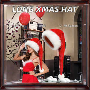 Chapeaux de Noël doux en fourrure de Père Noël en gros pour adultes unisexe, quatre saisons, chapeau de fête et de célébration extra <span class=keywords><strong>long</strong></span> 56-58CM - Product Image 2