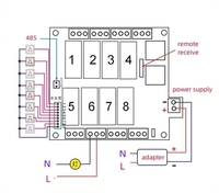 BSSY Relais de contrôle à distance WiFi/Zigbee 8 voies 16A avec RF433MHz 12-27V AC/DC 85-250V, interrupteur intelligent pour maison connectée à fonctionnement ponctuel et auto-bloquant
