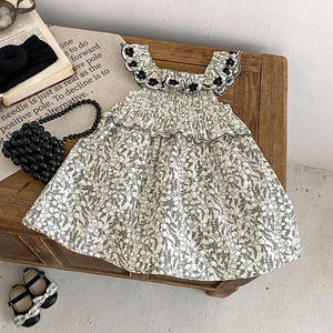 Vestito Estivo Personalizzato per Bambine 0-3 Anni, Senza Maniche, in Cotone, con Ricami Floreali e Volant, Lunghezza al Ginocchio - Product Image 2