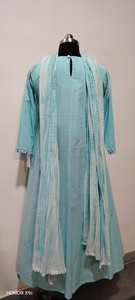 Ensemble Kurti Duppata long en coton 100% pur, broderie ethnique verte, pour femmes, pour les fêtes et la famille - Product Image 3