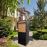 Grande boîte aux lettres extérieure autoportante antivol en acier avec finition en grain de bois pour le jardin