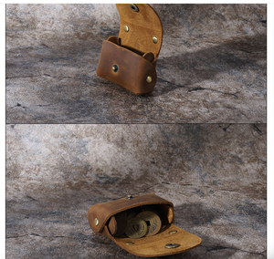 Monedero Retro de Cuero Crazy Horse de Andong para Hombre y Mujer, Mini Cartera Unisex, Bolsa de Almacenamiento para Cables de Datos y Auriculares - Product Image 6