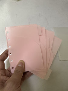 A7ワイドピンクフロストPP現金封筒4タブ2ポケットジップレスマネー封筒ルーズリーフ6穴現金予算封筒仕切り - Product Image 3