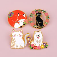 Bros Pin Lucu Motif Anjing Rubah Hitam, Enamel Lunak, Cetak UV, Lapisan Antik, Tanpa Minimum Pemesanan, untuk Pakaian dan Tas Ransel