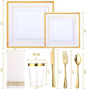 Ensemble <span class=keywords><strong>de</strong></span> vaisselle en plastique jetable Parties Restaurants comprend des assiettes jetables Dîner <span class=keywords><strong>Dessert</strong></span> Ensemble <span class=keywords><strong>de</strong></span> vaisselle jetable Hôtels - Product Image 4