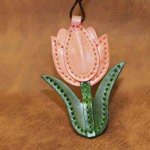 Floral Pendant Pu Pink <b>Bag</b> Lotus Leather <b>Charm</b> Gift for Gifts - Product Image 5