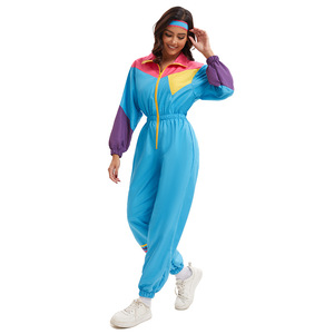 Chándal Retro para mujer, ropa deportiva azul de secado rápido estilo años 80 y 90 para baile, aeróbic, esquí - Product Image 5