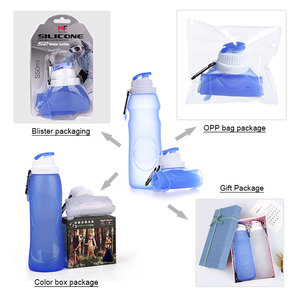 Silicone có thể gập lại chai nước thể thao ngoài trời xách tay ráp chai nước với xử lý - Product Image 6