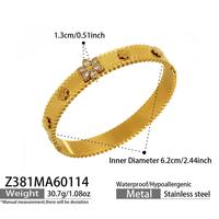 Bracelet à fermoir en verre tchèque incrusté de zircon, bracelet émail goutte d'huile, bijoux en acier inoxydable plaqué or véritable 18 carats