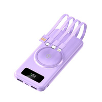 Cable incorporado HY585 Recarga rápida 5V 2.1A Banco de energía inalámbrico 20000mAh para teléfono con impresión de logotipo personalizado