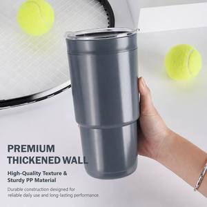 Vaso de Agua de Plástico de Gran Capacidad, Vaso Doble con Pajita, Simple, Libre de BPA, de PP, para Uso en Exteriores, Oficina, Coche - Product Image 4