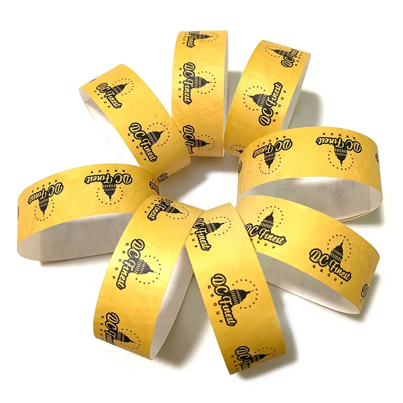 Promotional Item One Time Use Wrist Bands Customised Concert Event Bracelet Gold Tyvek Paper Wristbands