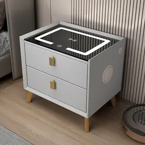 Modern Bedroom Furniture Smart Bedside Table Multi-functional Double Drawer Locker