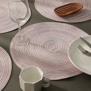 Tovagliette rotonde intrecciate resistenti al calore tappetini da tavolo cerchio resistente cerchio <span class=keywords><strong>posto</strong></span> per festa di primavera banchetto tavola decorazione - Product Image 1