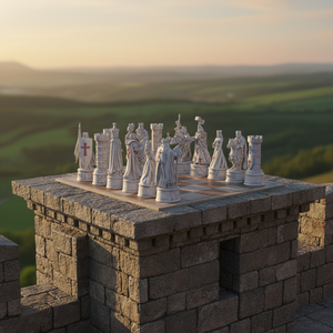 مخصص تصميم ثلاثي الأبعاد للشطرنج فقط أبيض كروسادر المملكة المسيحية مقابل رمادي أسود الإمبراطورية العثمانية قطع الشطرنج مجموعة الشطرنج - Product Image 5