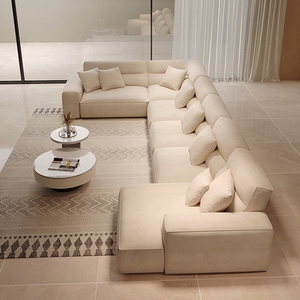 Canapé modulaire en forme de U, style nuage, en duvet blanc, luxe moderne - Product Image 3