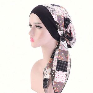 Gorros de algodón estampados estilo pastoral al por mayor para quimioterapia, gorros africanos, diademas elásticas para mujer, gorros con capucha, turbantes. - Product Image 6