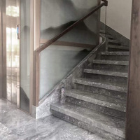 Grande dalle de marbre gris poli, moderne, imperméable, pour escalier intérieur de villa, couloir, sol