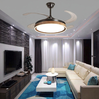 Ventilateur de plafond LED de luxe de 42 pouces avec éclairage et lampes rondes, moteur DC avec lumière