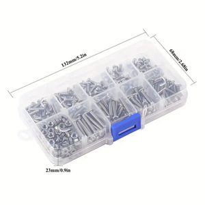 304 Stainless Steel Round Head Hex Socket Screw Set 180pcs With Nuts Boxed For General Use - Product Image 1
