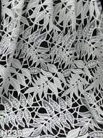 Tissu de dentelle chimique guipure soluble dans l'eau, broderie ajourée, motifs de feuilles botaniques élégantes, pour robe de mariée