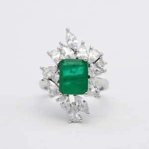 Solitario <span class=keywords><strong>la</strong></span> claro cristal cuadrado anillo de piedra verde - Product Image 3