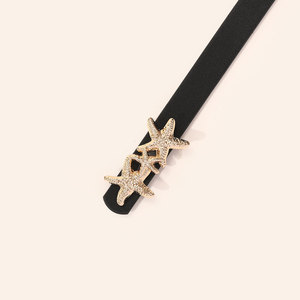 <span class=keywords><strong>Cintura</strong></span> Sottile da <span class=keywords><strong>Donna</strong></span> con Fibbia a Stella in Strass Scintillante, Regolabile, Nera, <span class=keywords><strong>Beige</strong></span>, Marrone, Accessorio Moda - Product Image 4