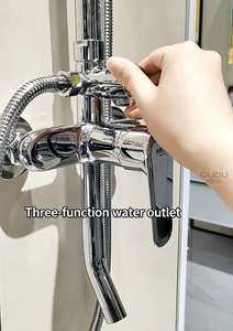 Kit <span class=keywords><strong>de</strong></span> <span class=keywords><strong>douche</strong></span> moderne chromé avec valve en laiton, porte-savon, sortie <span class=keywords><strong>d</strong></span>'eau à trois voies, barre coulissante, pour hôtels, villas et appartements, jet doux et fonction pause - Product Image 5