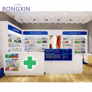 Modern Medical Store Display Counter Design Health Care Store Furniture Modern Shop Counter Design For Pharmacy Store