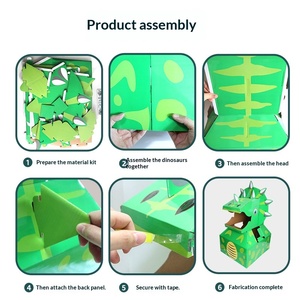 Modèle de <span class=keywords><strong>dinosaure</strong></span> en <span class=keywords><strong>carton</strong></span> à assembler soi-même pour enfants, coque en papier créative à porter, activité parent-enfant pour la maternelle - Product Image 4
