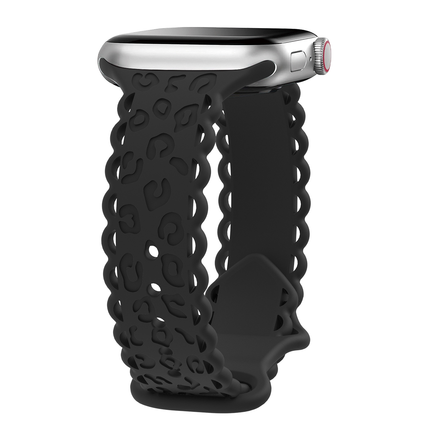 UPro Soft Watch Strap for Watch Series 9 8 7 6 Leopard Print Pattern Sport Breathable Silicone Butterfly Buckle Private