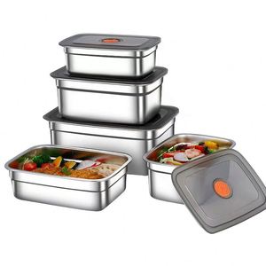 Lonchera Bento de Acero Inoxidable LEOZ con Tapa, Contenedor Cuadrado para Almacenamiento de Alimentos, Anti-Olores Cruzados, para Preservar la Frescura - Product Image 6