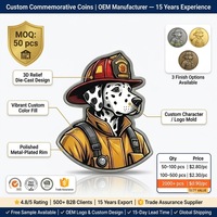 Moneda Conmemorativa de Bombero con Relieve 3D Fundido a Presión, Diseño de Logotipo OEM y Relleno de Color, Venta al Por Mayor