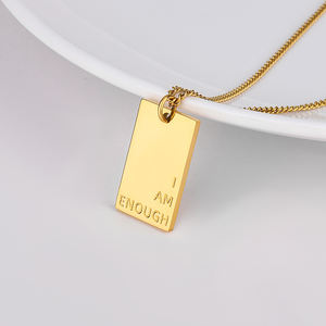 <strong>I</strong> <strong>Am</strong> <strong>Enough</strong> Necklace Inspirational Gold Bar Necklace Sentimental Gift Motivational Jewelry - Product Image 4