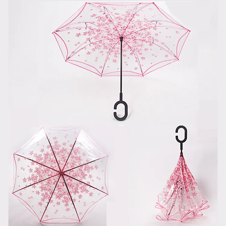 Persönlicher Sun Poe New Vention Reverse Umwelt freundlicher transparenter Regenschirm