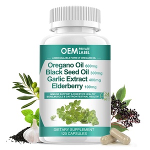 Cápsulas de Aceite de Orégano OEM con Aceite de Semilla Negra, Ajo, Baya del Saúco, Vitamina D3, Magnesio Glicinato - Product Image 1